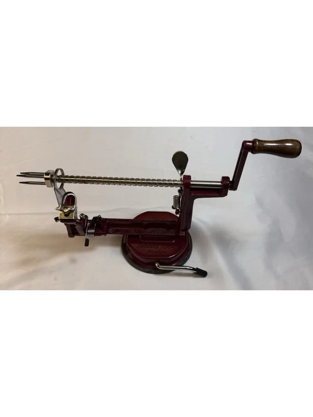 Johnny Apple Peeler by Victorio Suction Base Strong Cast Iron Red